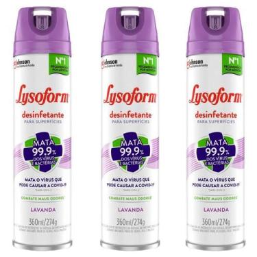 Imagem de Kit 3 Desinfetante Lysoform Aerossol Lavanda 360ml
