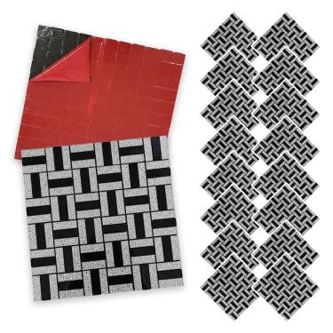 Imagem de Pastilha De Vidro Kit 16 Uni Adesiva Parede Lavabo Cozinha Sala Decorativa Moderna Requintado Reforma Aplicacao Facil