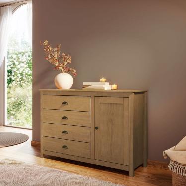 Imagem de Cômoda Sapateira Topázio 4 Gavetas e 1 Porta Freijó Madeira Pinus - Finestra