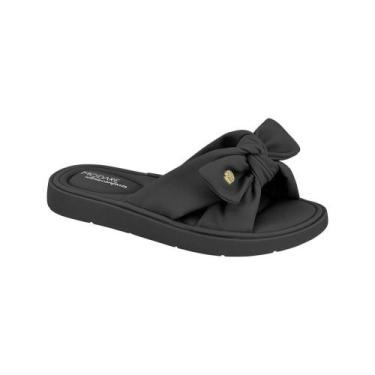 Imagem de Sandália Slide Modare Feminina Nobuck Ultra Soft Laço Preta, 38, Preto