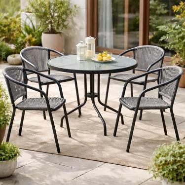Imagem de Conjunto De Varanda E Jardim Mesa 80cm E 4 Cadeiras - Oahu
