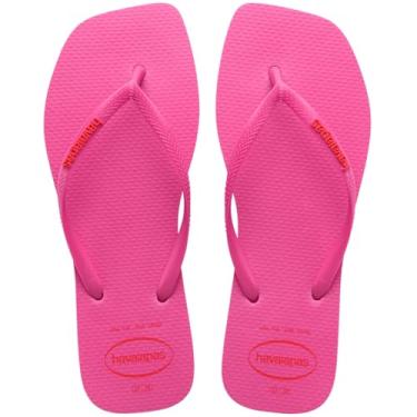Imagem de Havaianas Sandálias femininas com logotipo quadrado slim pop up, Pink Flux, 35