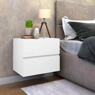 Imagem de Mesa De Cabeceira Eros 45cm Suspensa MDF Para Quarto Com 2 Gavetas Com