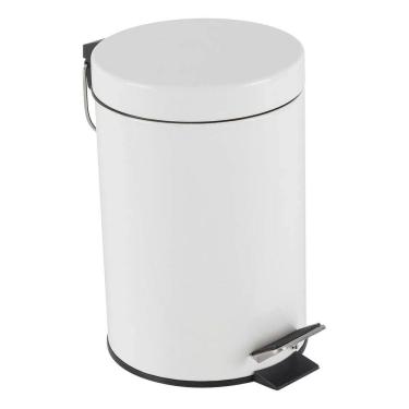 Imagem de Lixeira Banheiro 3l Branca Aco 25x16cm Abertura Com Pedal