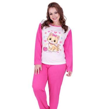 Imagem de Pijama Plus Size Feminino Inverno Estampado de Frio Calça e Manga Long