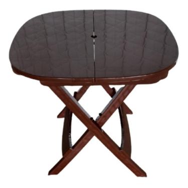 Imagem de Kit para Jardim Kit 1 Mesa Dobrável de Plástico + 2 Cadeiras Estrutura e Assentos Quadrados com Furo para Ombrelone