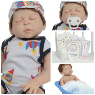 Imagem de Bebê Reborn Príncipe Corpo 100% Vinil Siliconado Roupa Avião - Cegonha