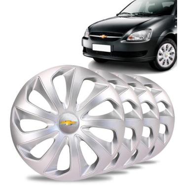 Imagem de Jogo 4 Calota Velox Aro 14 Prata Gm Corsa Celta Prisma Agile - Elitte