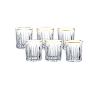 Imagem de Jogo de Copos para whisky 330 ml borda Dourada Faixas - Hauskraft