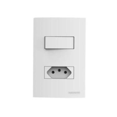 Imagem de Interruptor Simples Branco 10a Com Tomada 2 Polos 10a 250v 4x2 Linha B