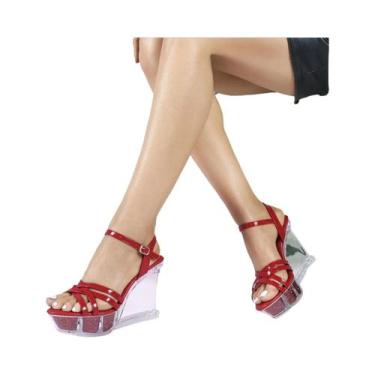 Imagem de Sandálias Femininas Transparentes Com Salto Wedge De Cristal, Verão, S
