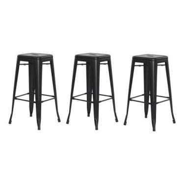 Imagem de Kit 3 Banquetas Tolix Iron Design Industrial Preto Fosco 76 cm Aço Coz