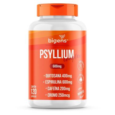 Imagem de Psyllium 600mg Quitosana Espirulina Cafeína Cromo 120 Caps - Bigens-Unissex