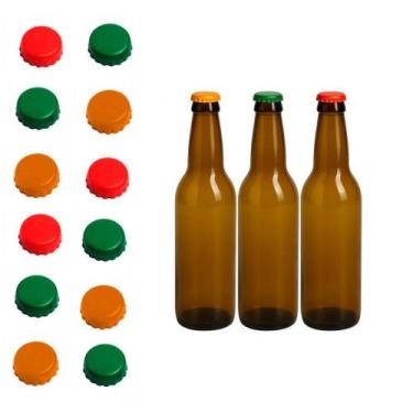 Imagem de Kit 12 Tampas para Garrafa Prana Silicone Ajustáveis Vinho Cerveja Ved