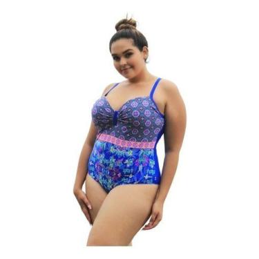 Imagem de Maiô Plus Size Com Bojo Forrado Premium Feminino (turquesa) - Malury M