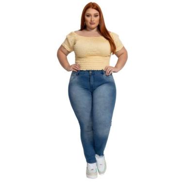 Imagem de Calça biotipo jeans feminina skinny midi plus size ref.27503, 42, Azul