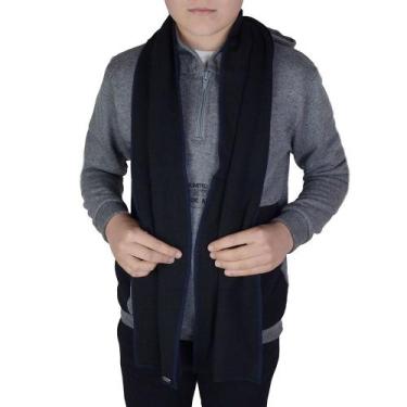 Imagem de Cachecol Infantil Masculino Ogochi Tricot Dupla Face Liso, U, Preto