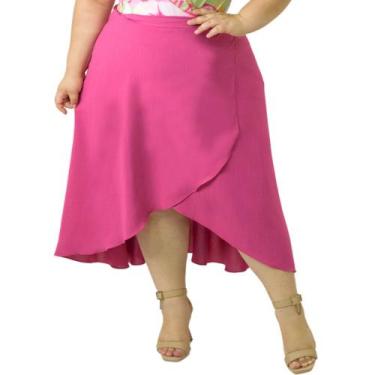 Imagem de Saia Envelope Transpassada Longa com Fenda Midi Plus Size - Catwalk, P