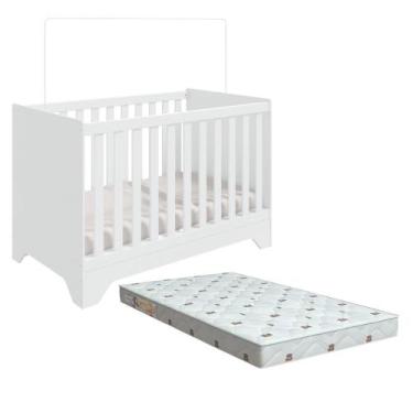 Imagem de Kit Berço Bebê Peroba Popy Retro Branco + Colchão Incluso