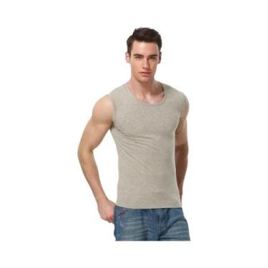 Imagem de Camiseta Sem Mangas Masculina Em Algodão, Cor Sólida, Ajuste Slim, Top