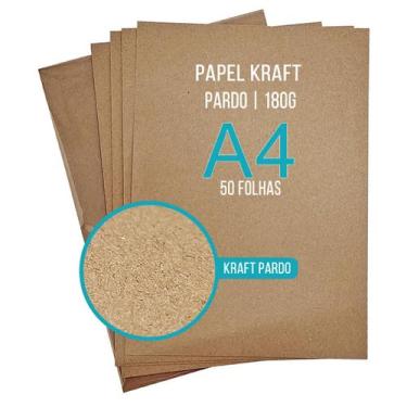 Imagem de Papel Kraft A4 180g Pardo Natural com 50 Folhas - Premium