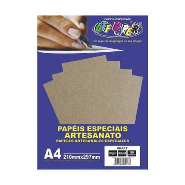 Imagem de Papel Kraft A4 Natural 240g 50 Fls Off Paper Artesanato