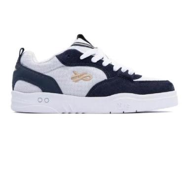 Imagem de Tenis ous fluente couro ref 350040 masculino, 42, Azul, Branco