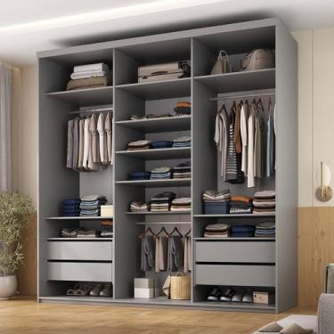 Imagem de Closet Casal 100% MDF 208cm 4 Gavetas Moutier Cinza/Urbi - RR Móveis