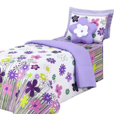 Imagem de Edredom Infantil KIDs Solteiro Estampado Dupla Face1 peça Garden Lilás