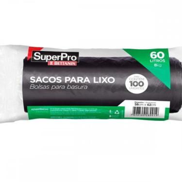 Imagem de Saco De Lixo Superpro Bettanin 60L - 60X70Cm Preto Pacote Com 100 Peca