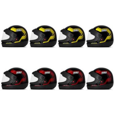 Imagem de Capacete Sport Moto 788 8 Unidades Amarelo - Vermelho 60 - PRO TORK, A