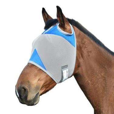 Imagem de Máscara anti-moscas para cavalo Fornyk, grande, azul, com proteção UV 