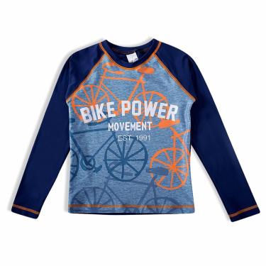 Imagem de Camiseta Infantil Proteção Solar Azul Bike Power Manga Longa Tip Top