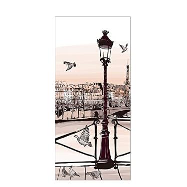 Imagem de WSWJDW Filme para janela fosco Privacidade Sem cola Estática Adesivo de vidro de vinil de transferência de calor para filme de vidro de banheiro Filme de vidro colorido decorativo, estilo 27