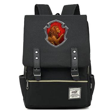 Imagem de Mochila escolar retrô com emblema de bruxaria e mágica, mochila escolar impermeável unissex (com USB), Preto, Large, Clássico