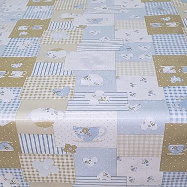 Imagem de Toalha Mesa Térmica Impermeável Pvc Xícara Chá Azul1,40X1,00