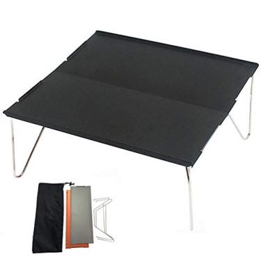 Imagem de Yajun Mesa dobrável para área externa, ultraleve, portátil, mini mesa de jantar para acampamento, fácil de limpar com bolsa de transporte para piquenique jardim, preta