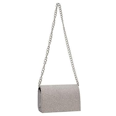 Imagem de Bolsas Crossbody de Cristal Bling para Mulheres Strass Bolsa de Ombro Envelope para Festa de Casamento, Prata