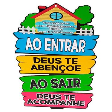 Imagem de Placa Casa Decorativa de Parede Madeira - Ao Entrar Deus Te Abençoe