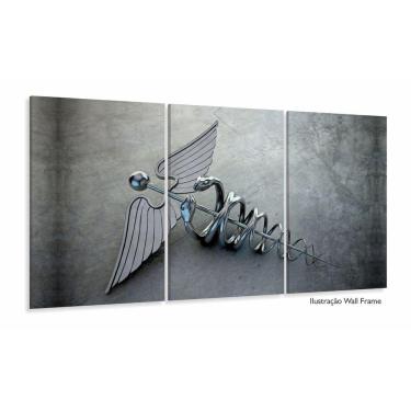 Imagem de Quadro Em Tecido Medicina Contabilidade Caduceu Cinza 120x60