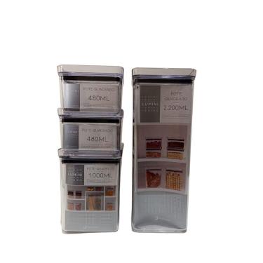 Imagem de Potes Herméticos Lumini 4Pç -480Ml 1000Ml 2200Ml Kit0069