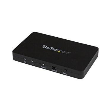 Imagem de Interruptor HDMI StarTech.com de 2 portas – Caixa de alumínio e suporte MHL – Caixa de interruptor HDMI 2 x 1 com suporte para 4 K a 30 Hz – Interruptor seletor HDMI (VS221HD4K)