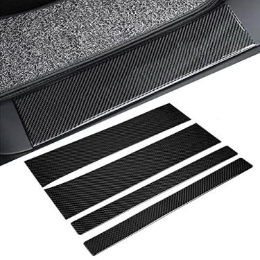 Imagem de FINMOKAL 4 Peças Apto Para Tesla Model X Soleira Da Porta Do Carro Protetores De Proteção Da Tampa Guarnição Fibra De Carbono Preto, Fibra De Carbono