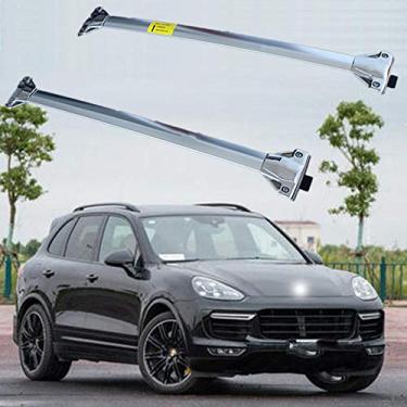 Imagem de UDP 2 peças serve para Cayenne 2011-2018 aço inoxidável ajustável barra transversal trilho de telhado bagageiro barra de rack de teto prata