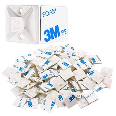 Imagem de XHF 500 peças de suporte autoadesivo branco de 3/10.2 cm, prendedores de cabos, prendedores de cabos, âncoras, organizadores quadrados (HS-101S)