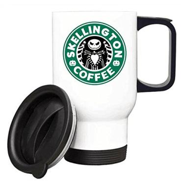 Imagem de WECE Skellington Caneca de café de viagem de aço inoxidável copo de carro 400 ml