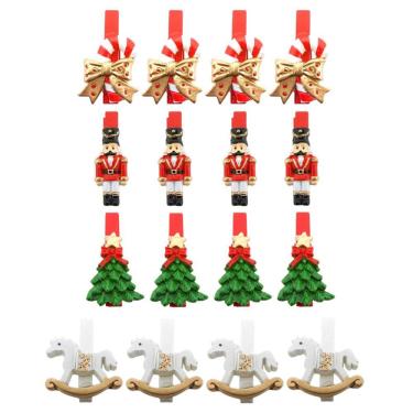 Imagem de Kit Prendedores Decorados Resina Natal Presilha 5cm 16 Peças - Magizi