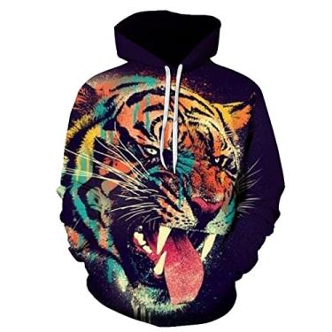 Imagem de BAIBOS Moletom com capuz de tigre com impressão 3D casual jaqueta unissex tops