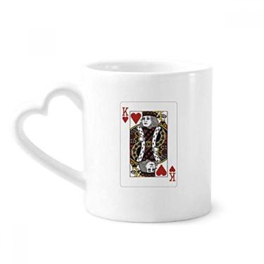 Imagem de Caneca com estampa de cartas de baralho de coração K café cerâmica copo de coração de vidro