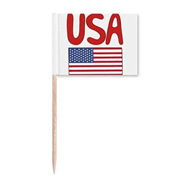Imagem de Bandeira nacional americana padrão vermelho palito bandeiras marcadoras decoração de festa